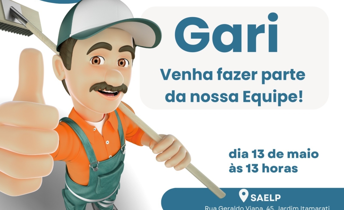 Estão abertos os Editais SAELP para contratação de Gari!