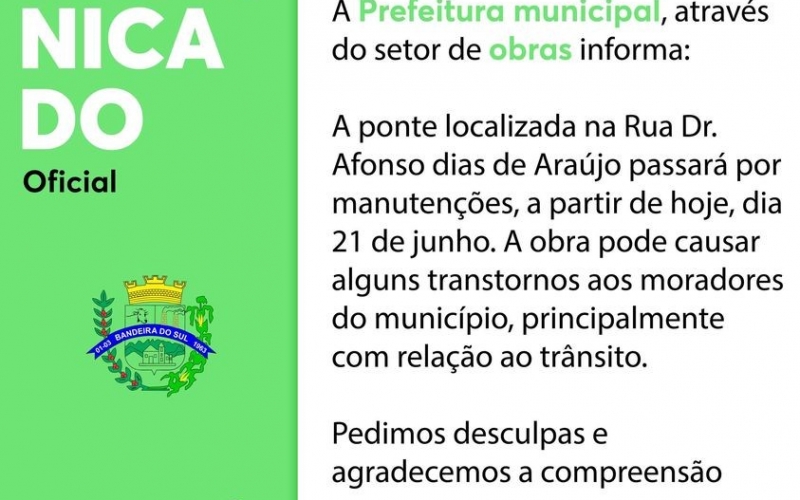 ATENÇÃO, PONTE EM MANUTENÇÃO!