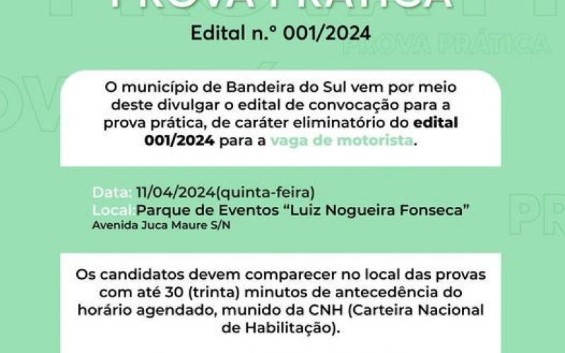  EDITAL DE CONVOCAÇÃO PARA PROVA PRÁTICA