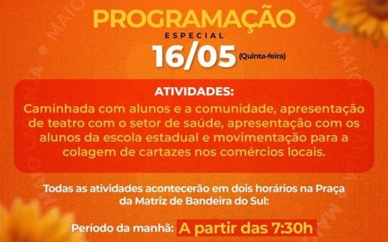PROGRAMAÇÃO MAIO LARANJA!
