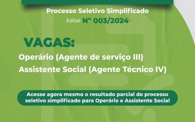 RESULTADO PARCIAL PROCESSO SELETIVO