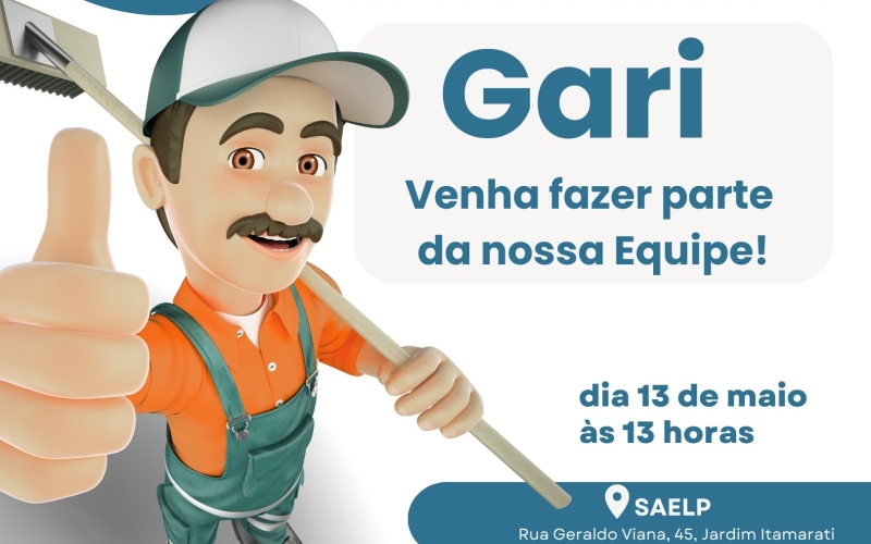 Estão abertos os Editais SAELP para contratação de Gari!